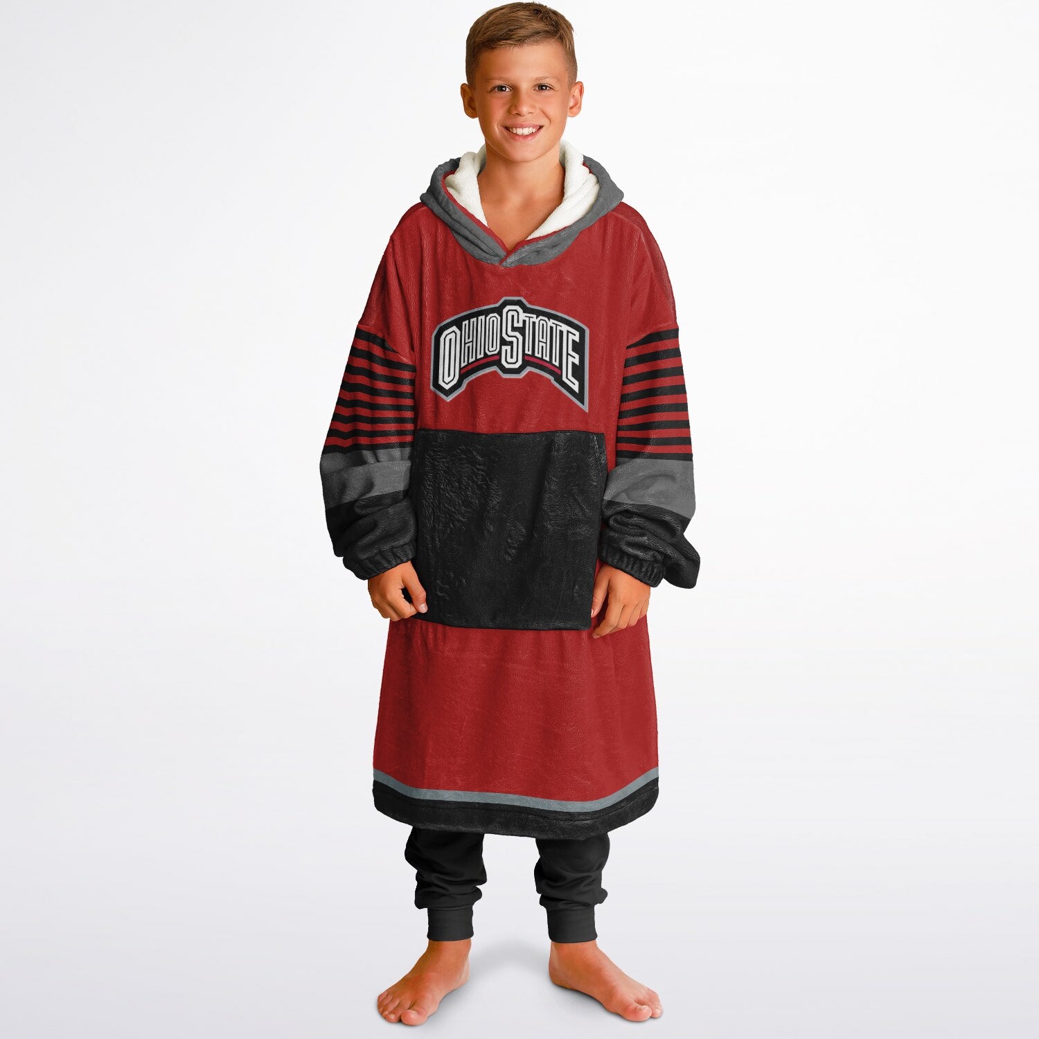 Youth Ohio St. Scarlett Oversize Game Day Lounge Hoodie Great Gift for Young Fans & Future Buckeyes