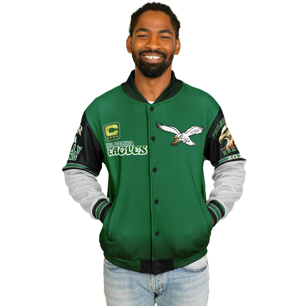 Eagles Super Bowl Edition Kelly Green White Eagle Helmet Varsity Jacket