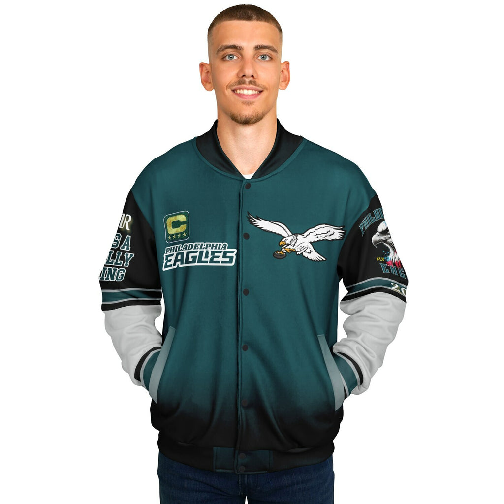 Eagles Super Bowl Edition Midnight Green White Eagle Helmet Varsity Jacket